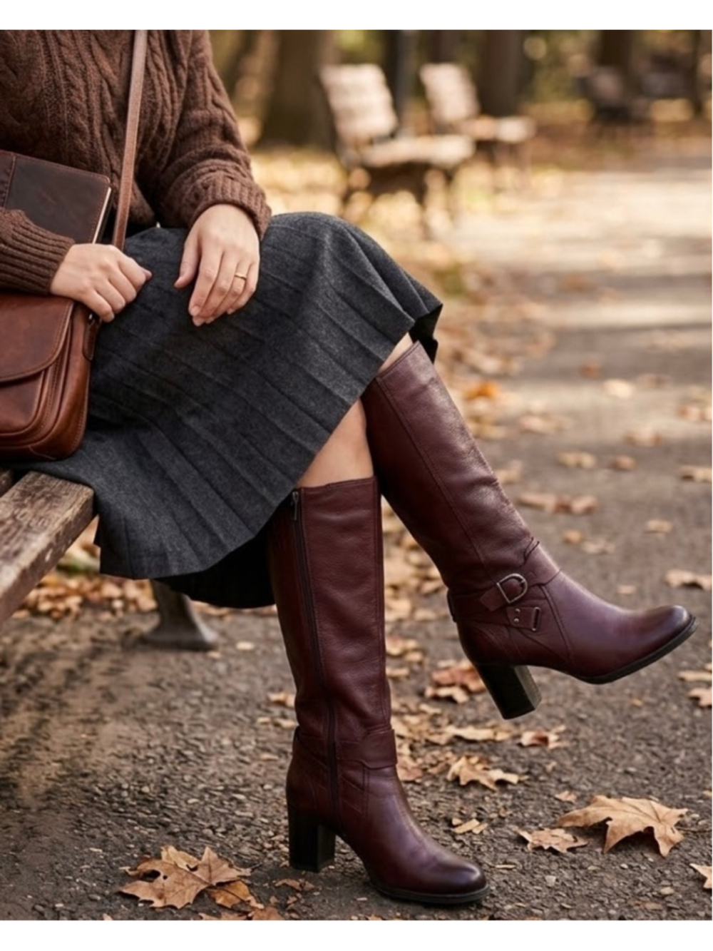 Clarks Burgundy Leather Heeled Boots Size 8.5